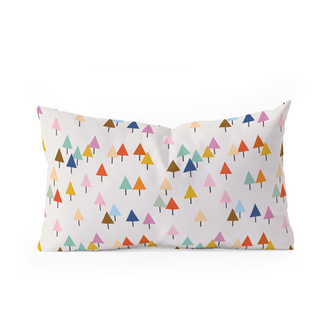 Showmemars Colorful Little Festive Trees Oblong Throw Pillow