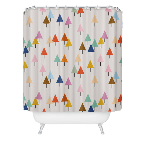 Showmemars Colorful Little Festive Trees Shower Curtain