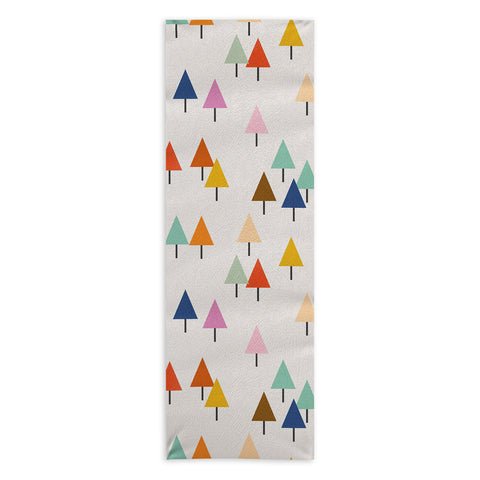 Showmemars Colorful Little Festive Trees Yoga Towel