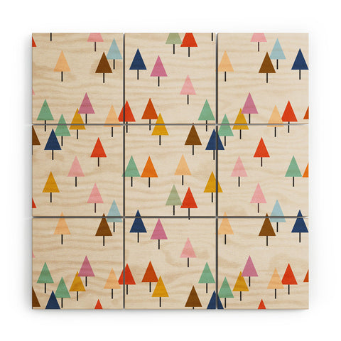 Showmemars Colorful Little Festive Trees Wood Wall Mural
