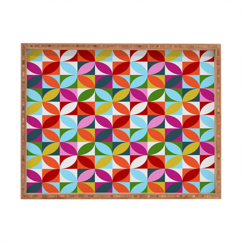 Showmemars Colorful Retro Pattern Rectangular Tray