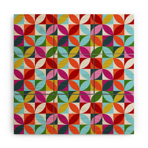 Showmemars Colorful Retro Pattern Wood Wall Mural