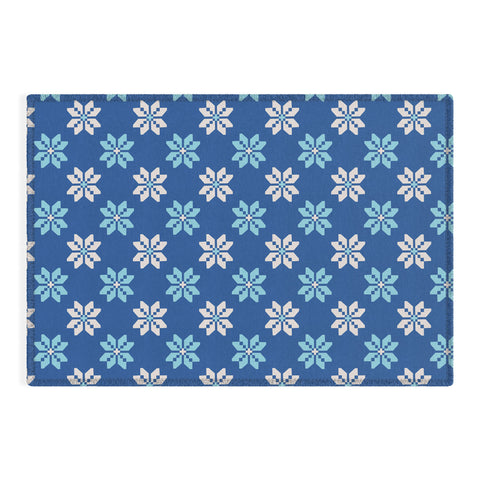 Showmemars Contrasting Blues Bethlehem Stars Outdoor Rug