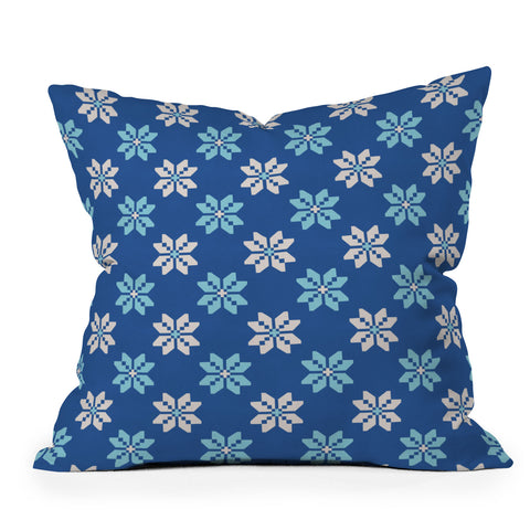 Showmemars Contrasting Blues Bethlehem Stars Outdoor Throw Pillow