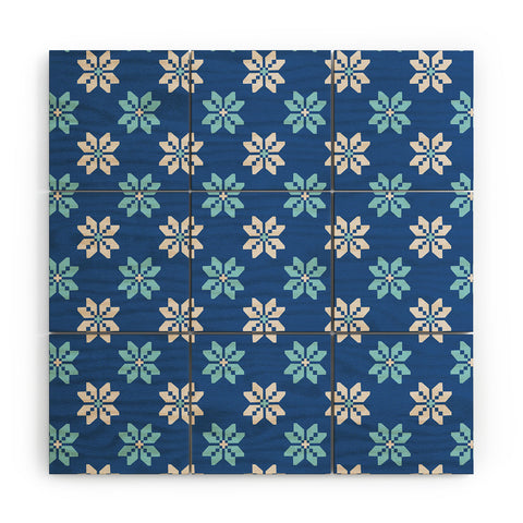 Showmemars Contrasting Blues Bethlehem Stars Wood Wall Mural