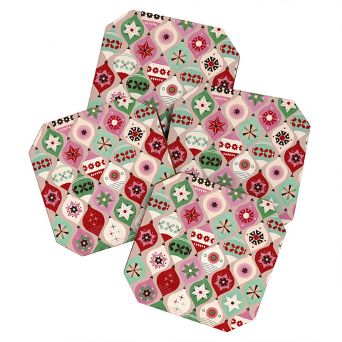 Showmemars Festive Baubles Pattern Coaster Set