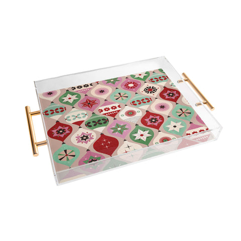 Showmemars Festive Baubles Pattern Acrylic Tray