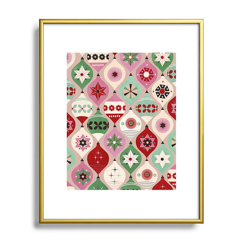 Showmemars Festive Baubles Pattern Metal Framed Art Print