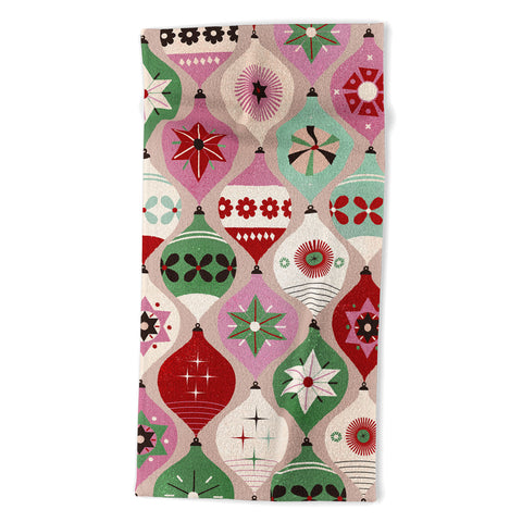 Showmemars Festive Baubles Pattern Beach Towel