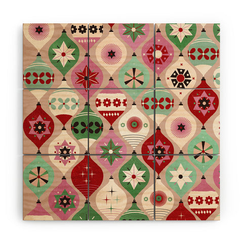 Showmemars Festive Baubles Pattern Wood Wall Mural