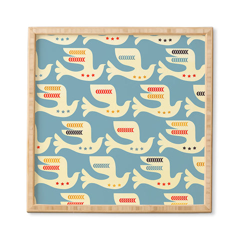 Showmemars Festive Birds Blue Framed Wall Art