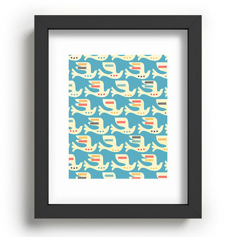 Showmemars Festive Birds Blue Recessed Framing Rectangle