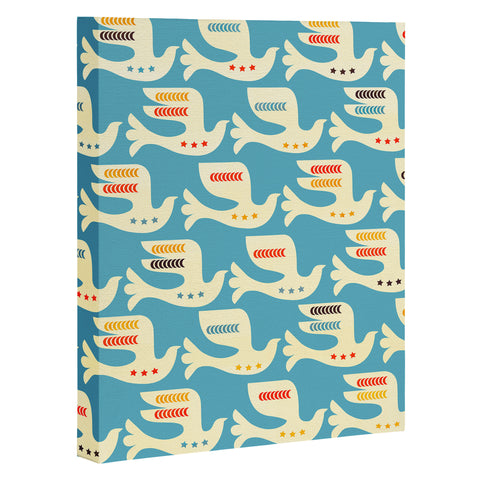 Showmemars Festive Birds Blue Art Canvas