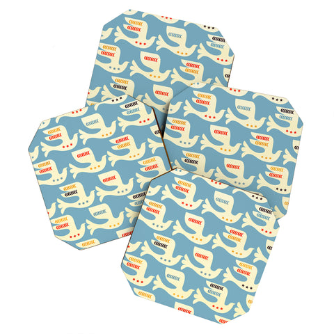 Showmemars Festive Birds Blue Coaster Set