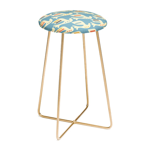 Showmemars Festive Birds Blue Counter Stool