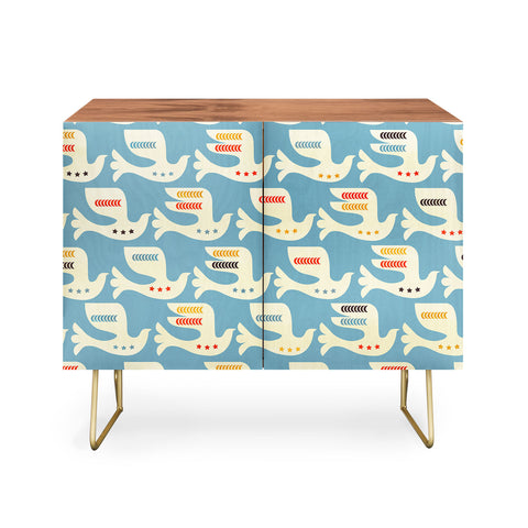 Showmemars Festive Birds Blue Credenza