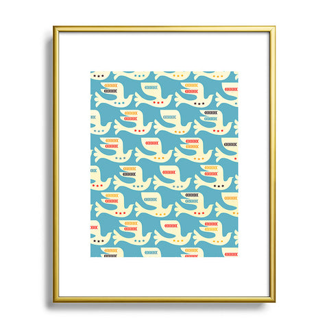 Showmemars Festive Birds Blue Metal Framed Art Print