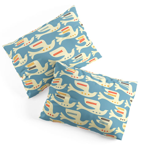 Showmemars Festive Birds Blue Pillow Shams