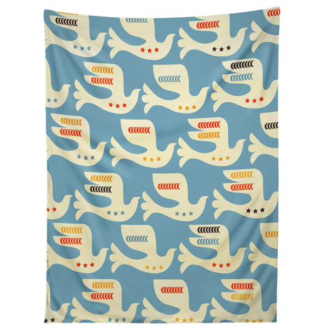 Showmemars Festive Birds Blue Tapestry