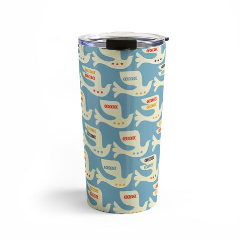 Showmemars Festive Birds Blue Travel Mug