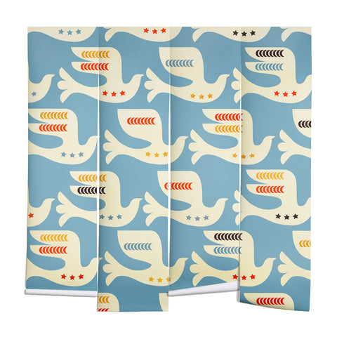 Showmemars Festive Birds Blue Wall Mural