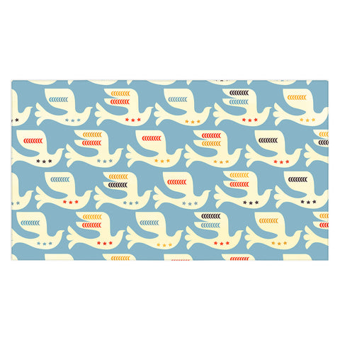 Showmemars Festive Birds Blue Tablecloth