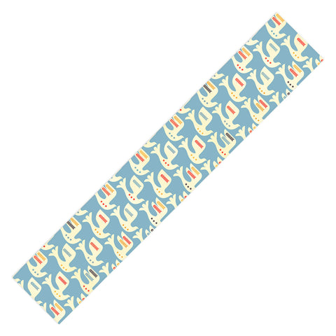 Showmemars Festive Birds Blue Table Runner