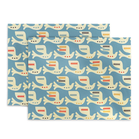 Showmemars Festive Birds Blue Placemat