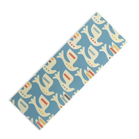 Showmemars Festive Birds Blue Yoga Mat