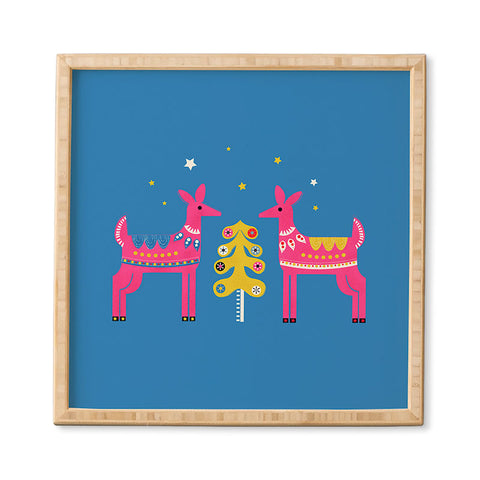 Showmemars Festive Deers In Hot Pink Framed Wall Art