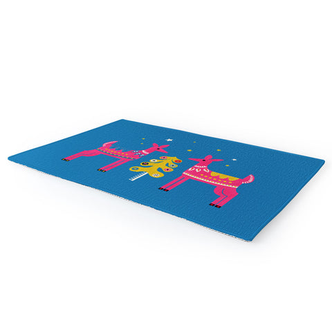 Showmemars Festive Deers In Hot Pink Area Rug