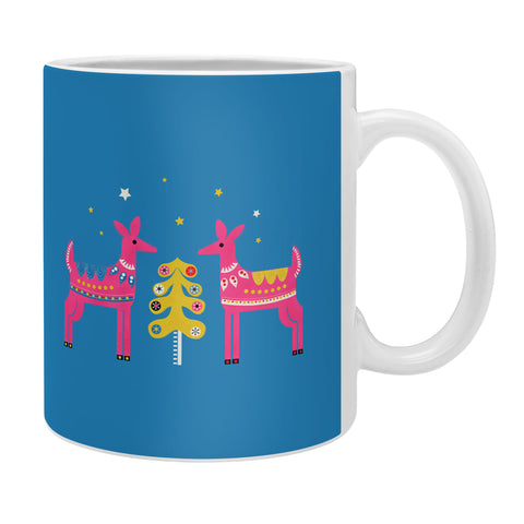 Showmemars Festive Deers In Hot Pink Coffee Mug