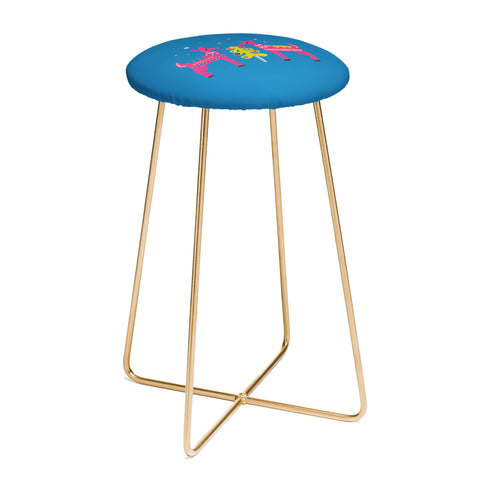 Showmemars Festive Deers In Hot Pink Counter Stool
