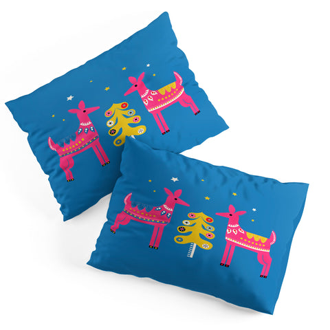 Showmemars Festive Deers In Hot Pink Pillow Shams