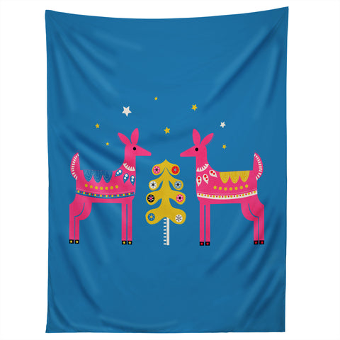 Showmemars Festive Deers In Hot Pink Tapestry