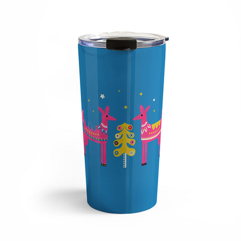 Showmemars Festive Deers In Hot Pink Travel Mug