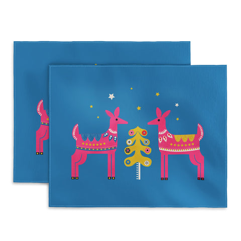 Showmemars Festive Deers In Hot Pink Placemat