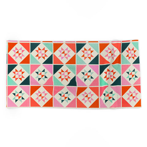 Showmemars Festive Quilt Pattern no3 Beach Towel