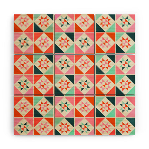 Showmemars Festive Quilt Pattern no3 Wood Wall Mural