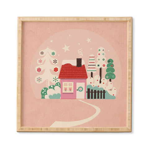 Showmemars Festive Winter Hut in pink Framed Wall Art