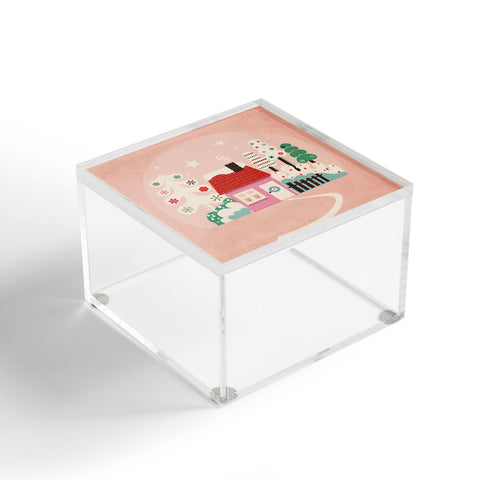 Showmemars Festive Winter Hut in pink Acrylic Box