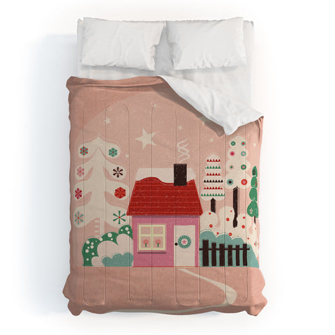 Showmemars Festive Winter Hut in pink Comforter