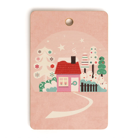 Showmemars Festive Winter Hut in pink Cutting Board Rectangle