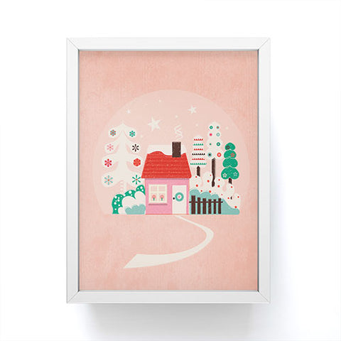 Showmemars Festive Winter Hut in pink Framed Mini Art Print