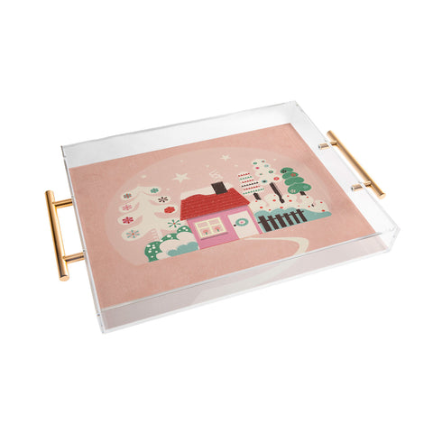 Showmemars Festive Winter Hut in pink Acrylic Tray
