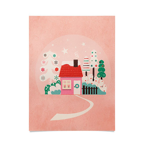 Showmemars Festive Winter Hut in pink Poster