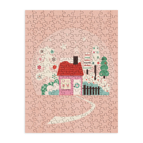 Showmemars Festive Winter Hut in pink Puzzle