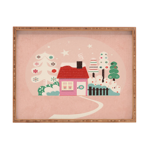 Showmemars Festive Winter Hut in pink Rectangular Tray