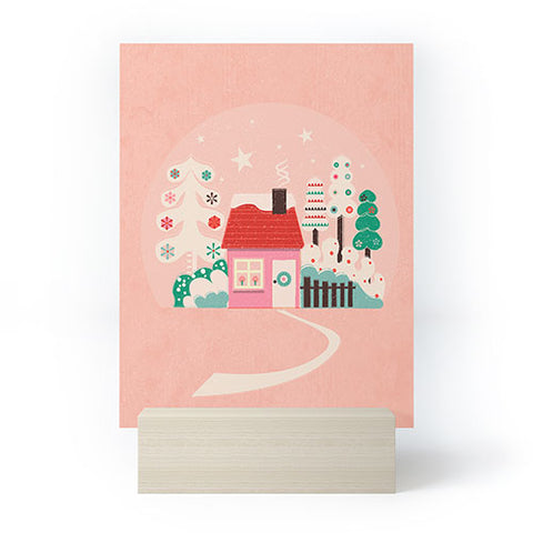 Showmemars Festive Winter Hut in pink Mini Art Print
