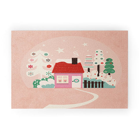 Showmemars Festive Winter Hut in pink Welcome Mat